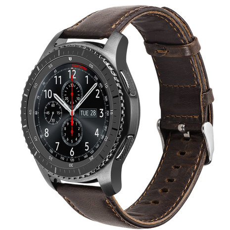 Strap-it® Strap-it Samsung Galaxy Watch leren band 46mm (donkerbruin)