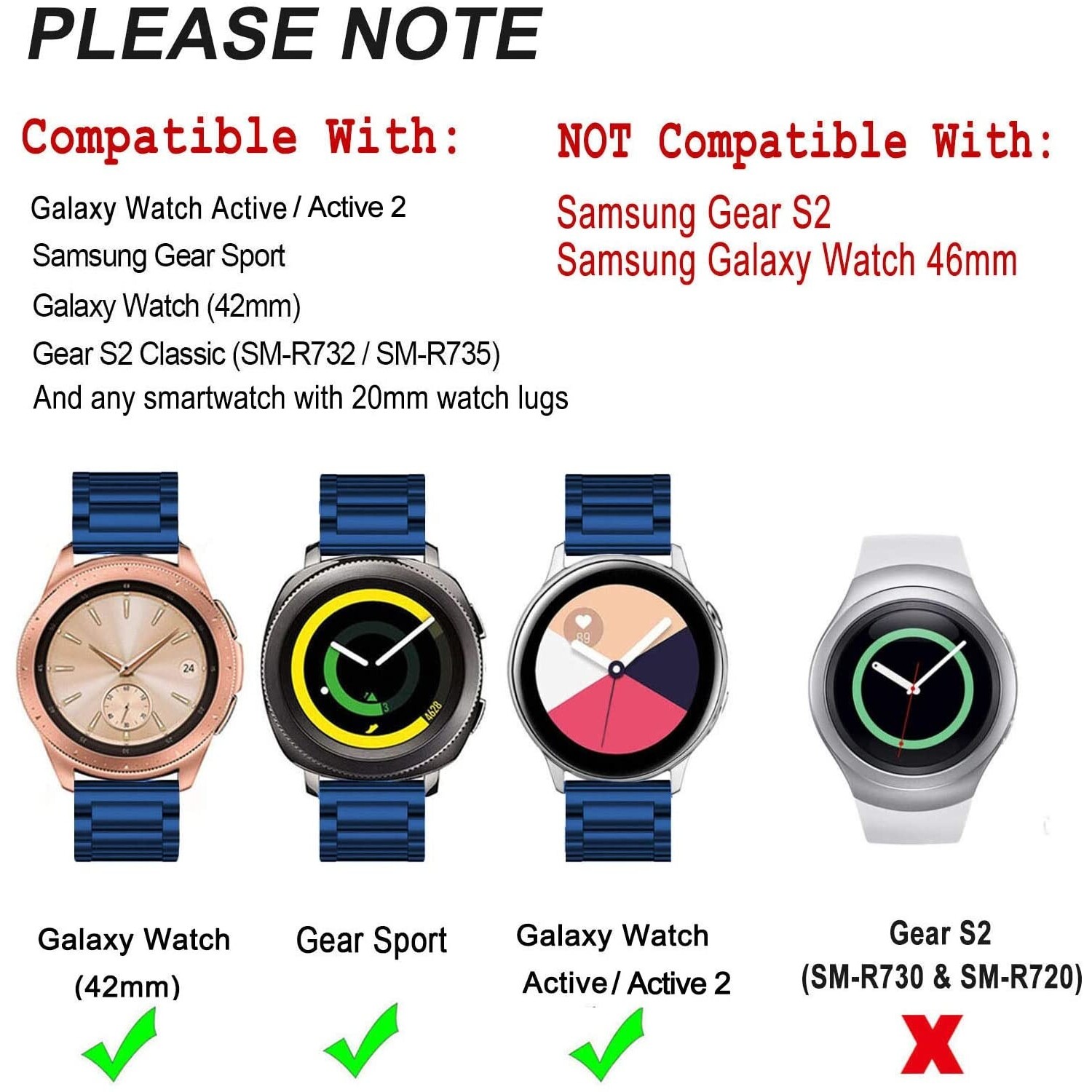 Samsung Galaxy Watch active leren bandje bruin Smartwatchbanden