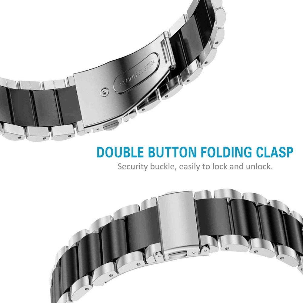 Strap-it® Strap-it Fitbit Charge 3 stalen bandje (zilver/zwart) Strap-it® Strap-it Fitbit Charge 3 stalen bandje (zilver/zwart)