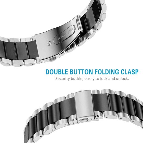 Strap-it® Strap-it Fitbit Charge 3 stalen bandje (zilver/zwart) Strap-it® Strap-it Fitbit Charge 3 stalen bandje (zilver/zwart)