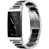 Strap-it® Fitbit Charge 3 stalen bandje (zilver/zwart)