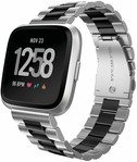 Strap-it® Strap-it Fitbit Versa stalen bandje (zilver/zwart)