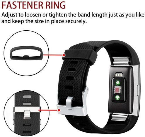 Strap-it® Strap-it Fitbit Charge 2 siliconen bandje (zwart)