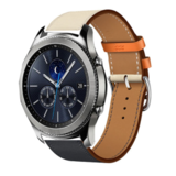 Strap-it® Samsung Gear S3 leren bandje (wit/donkerblauw)