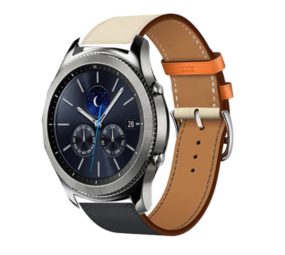 Strap-it® Samsung Gear S3 leren bandje (wit/donkerblauw)
