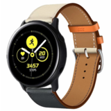 Strap-it® Samsung Galaxy Watch active leren bandje (wit/donkerblauw)