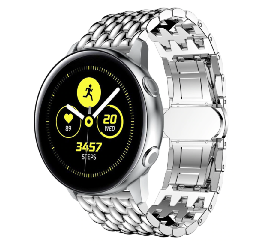 Samsung Galaxy Watch Active stalen draak band (zilver) - Smartwatchbanden.nl