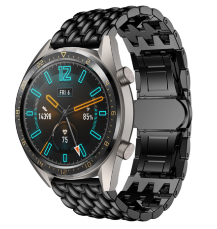 Strap-it® Strap-it Huawei Watch GT 2 stalen draak band (zwart)