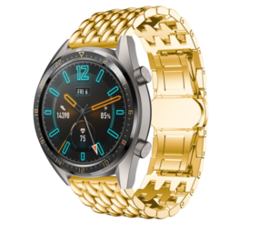 Strap-it® Huawei Watch GT 2 stalen draak band (goud)