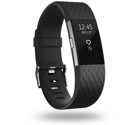 Strap-it® Fitbit Charge 2 diamant silicone band (zwart)