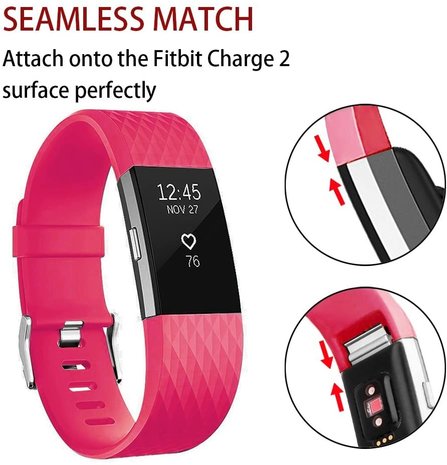 Strap-it® Strap-it Fitbit Charge 2 diamant silicone band (knalroze)