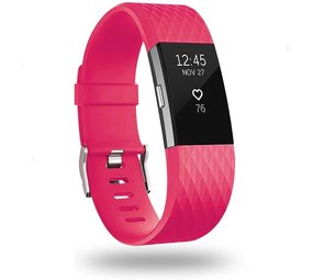 Strap-it® Fitbit Charge 2 diamant silicone band (knalroze)