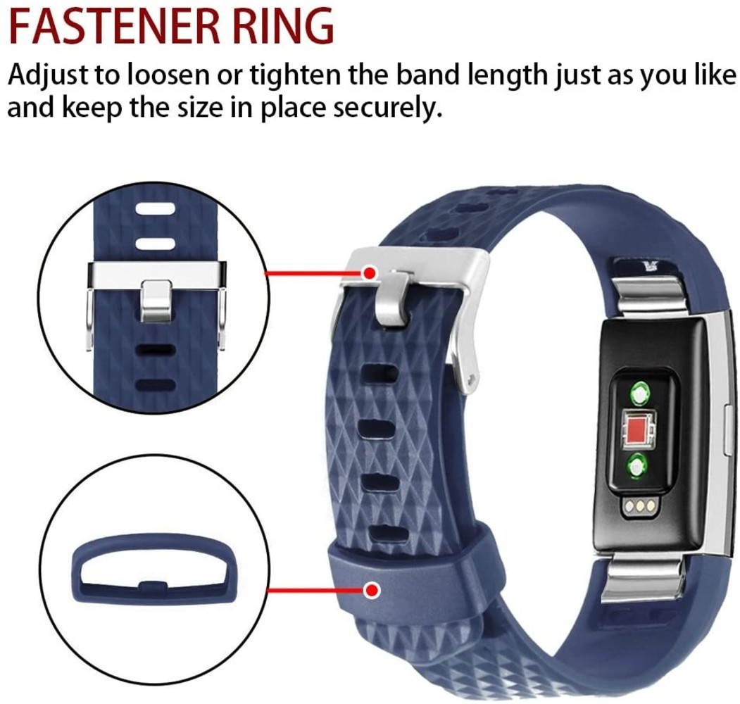 Strap-it® Strap-it Fitbit Charge 2 diamant silicone band (donkerblauw)