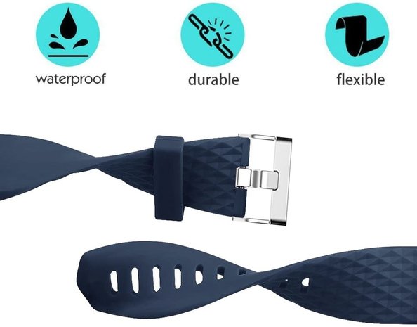 Strap-it® Strap-it Fitbit Charge 2 diamant silicone band (donkerblauw)