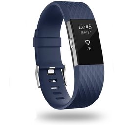 Strap-it® Fitbit Charge 2 diamant silicone band (donkerblauw)