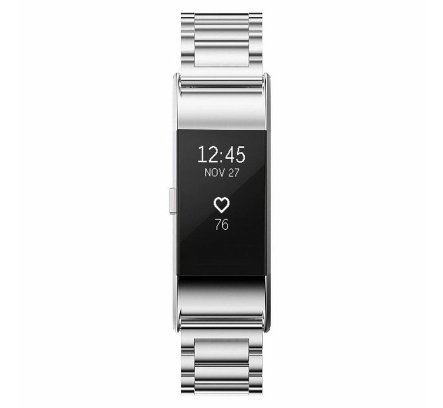 Strap-it Fitbit Charge 2 stalen band (zilver)