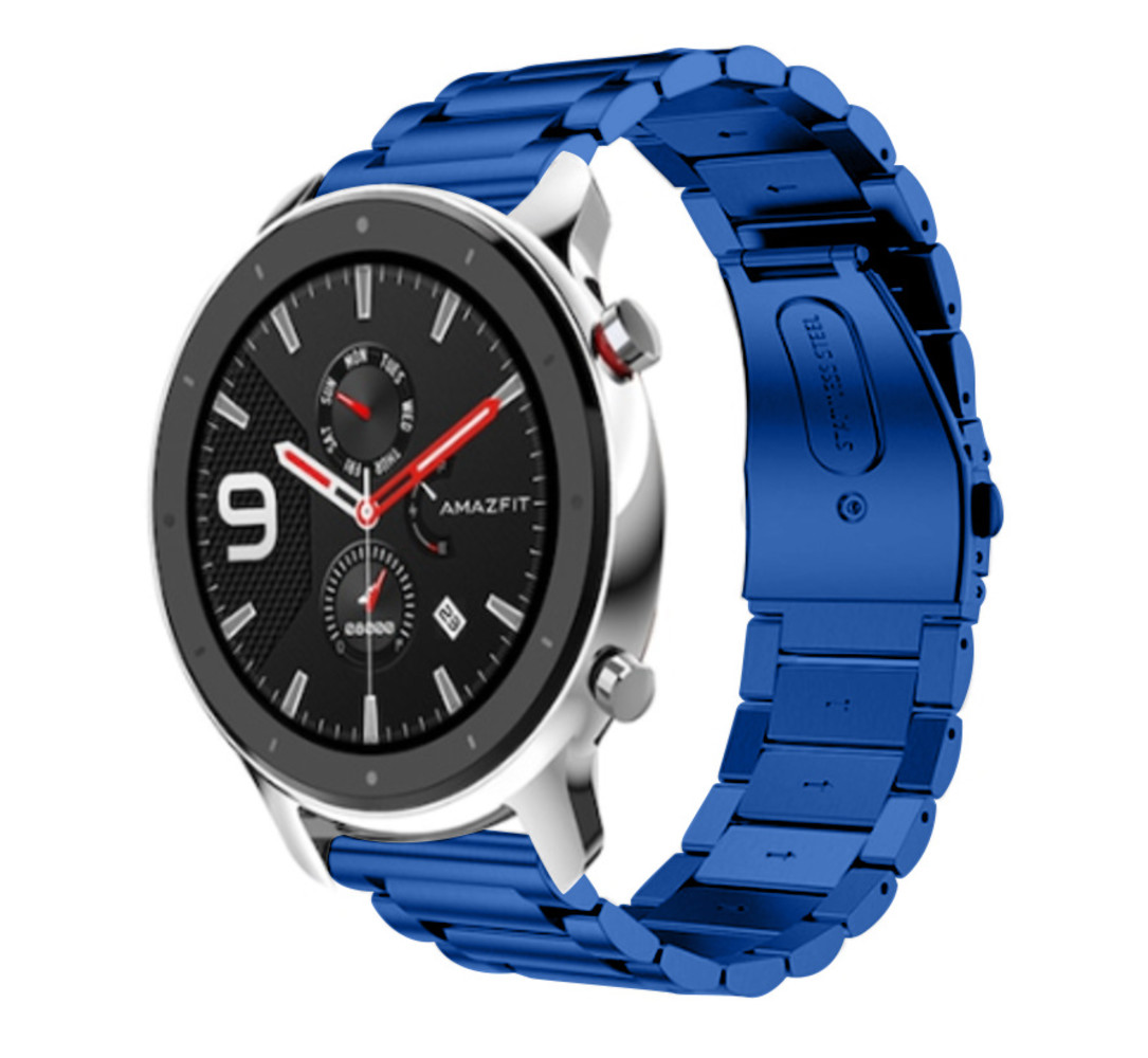 Strap-it® Strap-it Xiaomi Amazfit GTR stalen band (blauw) Strap-it® Strap-it Xiaomi Amazfit GTR stalen band (blauw)