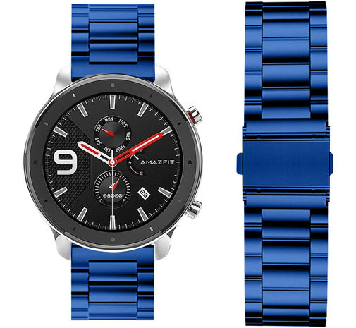 Strap-it® Strap-it Xiaomi Amazfit GTR stalen band (blauw) Strap-it® Strap-it Xiaomi Amazfit GTR stalen band (blauw)