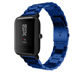 Strap-it® Xiaomi Amazfit Bip stalen band (blauw) Strap-it® Xiaomi Amazfit Bip stalen band (blauw)