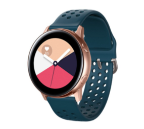 Strap-it® Samsung Galaxy Watch Active siliconen bandje met gaatjes (rock green)