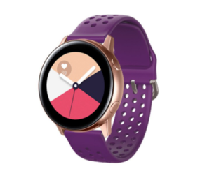 Strap-it® Samsung Galaxy Watch Active siliconen bandje met gaatjes (paars)