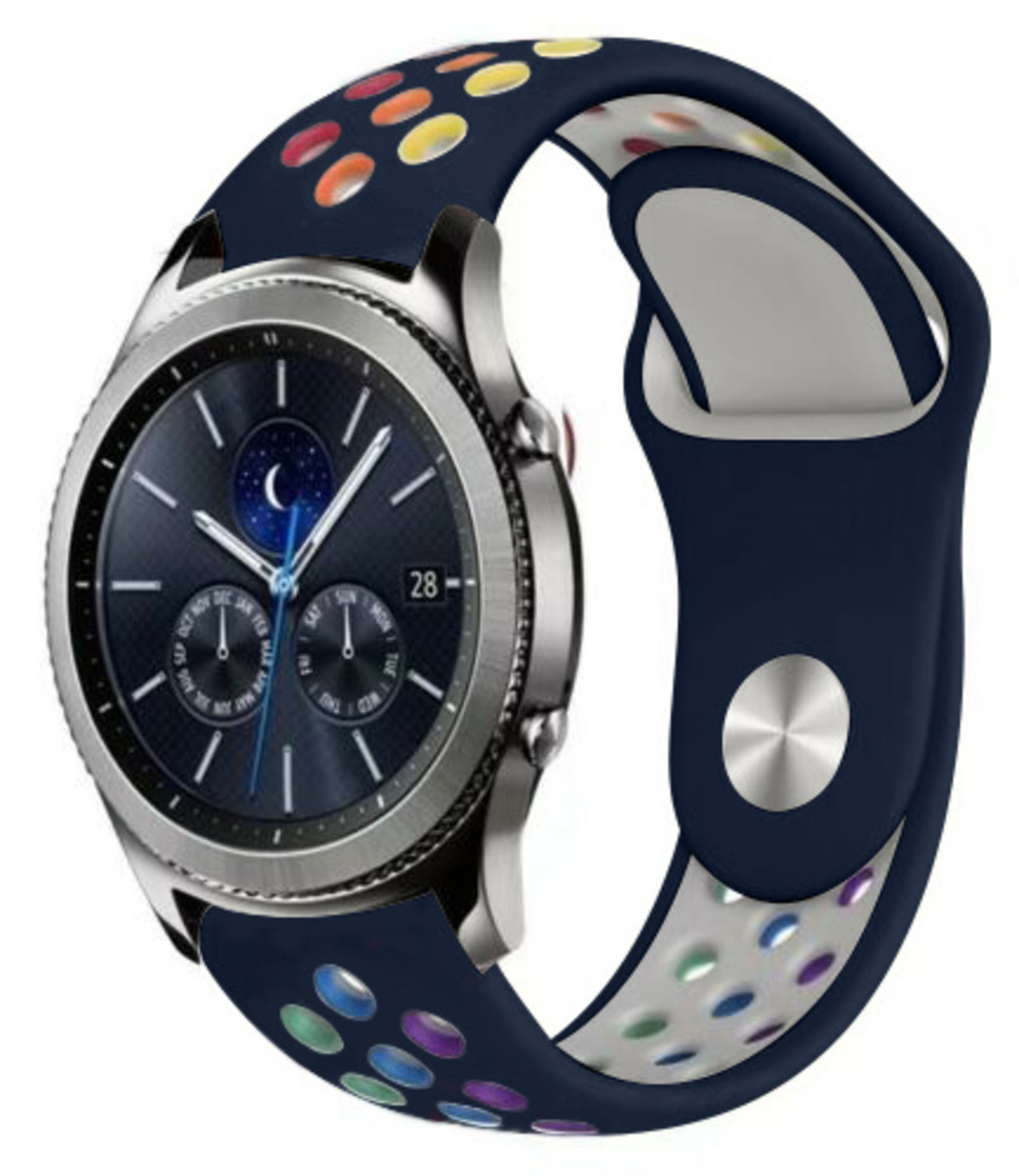 Samsung Gear S3 sport band (donkerblauw kleurrijk) - Smartwatchbanden.nl