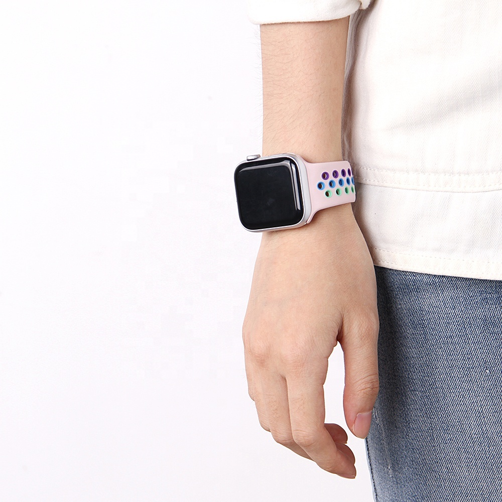 Apple Watch SE sport band (roze/kleurrijk) - Smartwatchbanden.nl