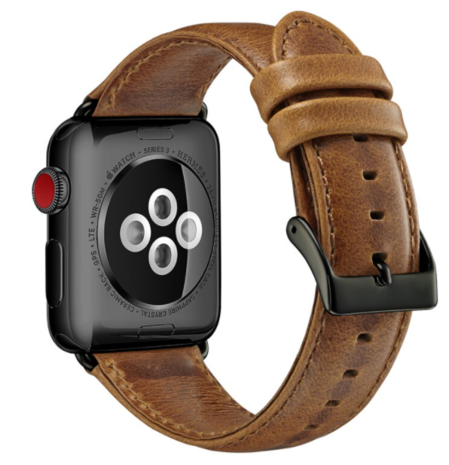 Strap-it® Strap-it Apple Watch SE leren bandje (bruin)