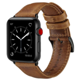 Strap-it® Apple Watch SE leren bandje (bruin)