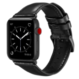 Strap-it® Apple Watch SE leren bandje (zwart)
