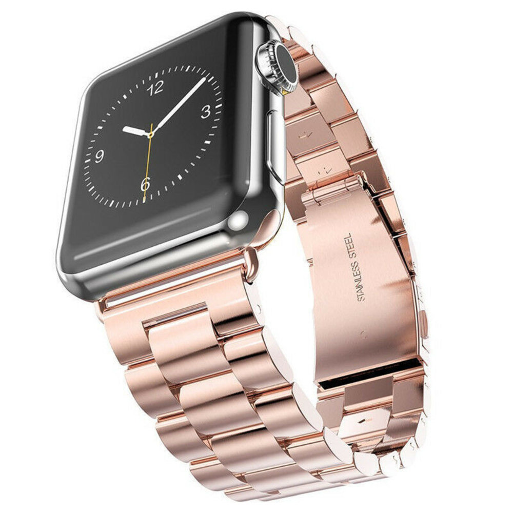 Strap-it® Strap-it Apple Watch SE stalen band (rosé goud)