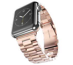Strap-it® Apple Watch SE stalen band (rosé goud)