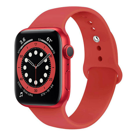 Apple Watch 6 silicone band rood Smartwatchbanden