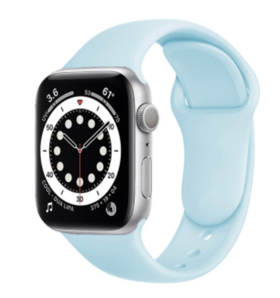 Strap-it® Strap-it Apple Watch 6 silicone band (lichtblauw)