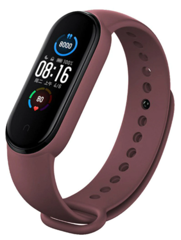 Strap-it® Strap-it Xiaomi Mi Band 5 siliconen bandje (wijnrood)