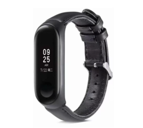 Strap-it® Xiaomi Mi Band 5 leren bandje (zwart)