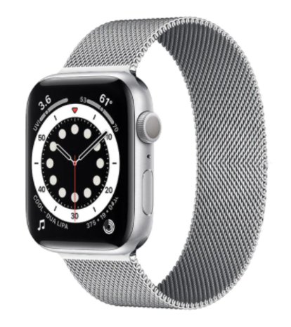 Apple Watch 6 Milanese band zilver Smartwatchbanden