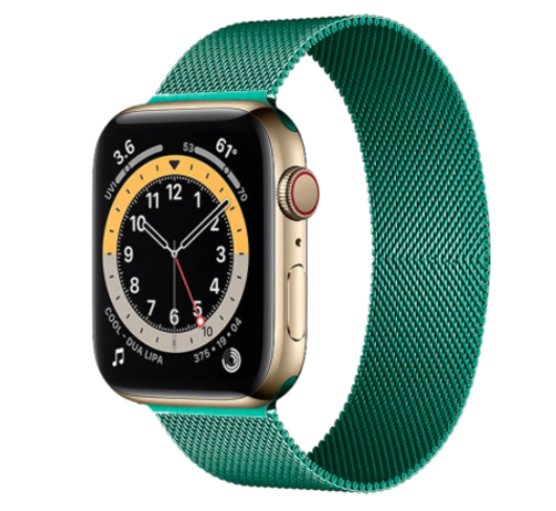 Apple Watch 6 Milanese band (groen) - Smartwatchbanden.nl