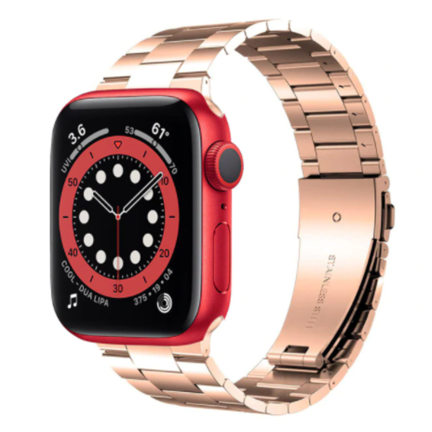 Apple Watch 6 stalen band (rosé goud) - Smartwatchbanden.nl