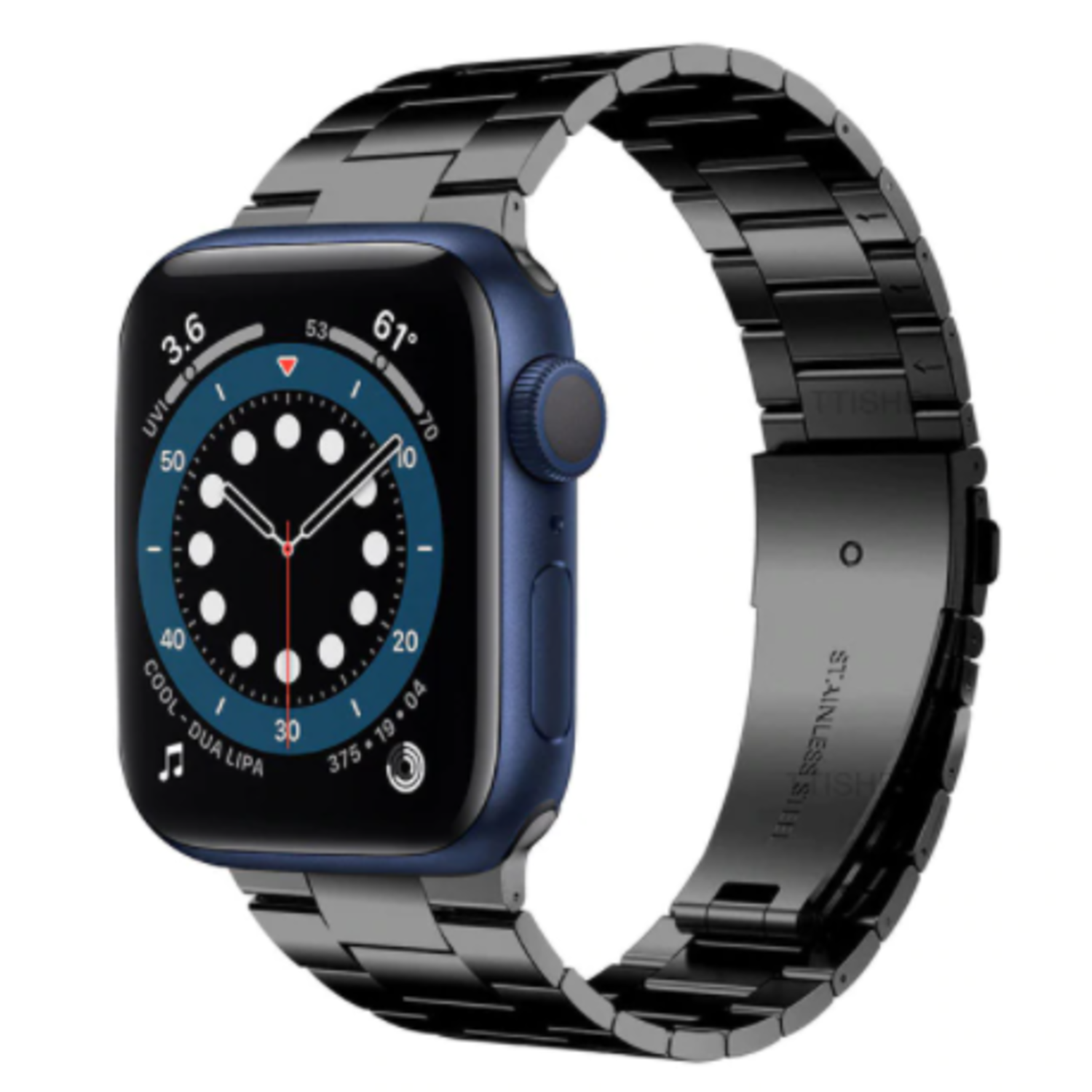 Apple Watch 6 stalen band (zwart) - Smartwatchbanden.nl