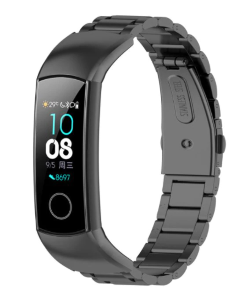 Strap-it® Strap-it Honor band 4 / 5 stalen band (zwart)