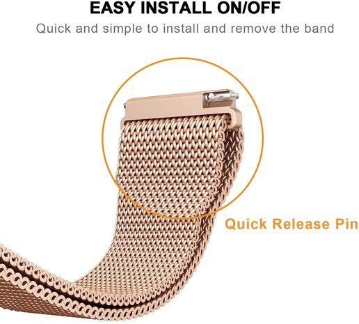 Honor Magic Watch 2 Milanese band (rosé goud) - Smartwatchbanden.nl
