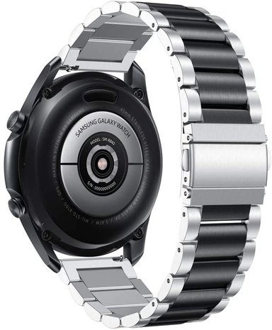 Strap-it® Strap-it Samsung Galaxy Watch 3 stalen band 41mm (zilver/zwart) Strap-it® Strap-it Samsung Galaxy Watch 3 stalen band 41mm (zilver/zwart)