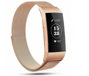 Strap-it® Fitbit Charge 4 Milanese band (rosé goud)