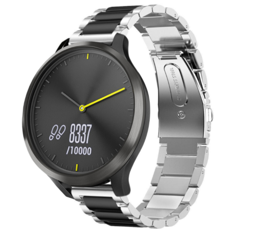Strap-it® Strap-it Garmin Vivomove HR stalen band (zilver/zwart) Strap-it® Strap-it Garmin Vivomove HR stalen band (zilver/zwart)