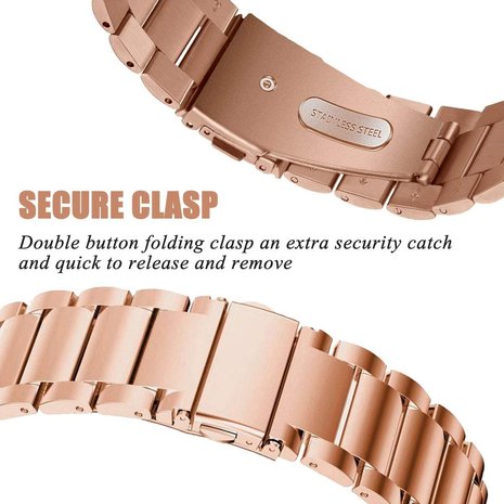 Strap-it® Strap-it Fitbit Sense stalen band (rosé goud)