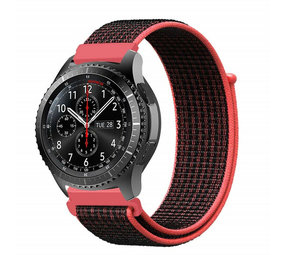 Strap-it® Samsung Galaxy Watch 46mm nylon band (zwart/koraal)
