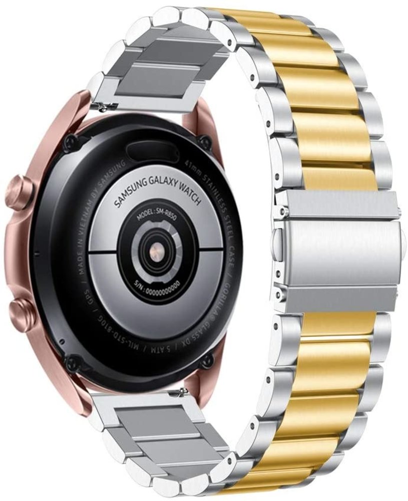 Strap-it® Strap-it Samsung Galaxy Watch 3 stalen band 41mm (zilver/goud)