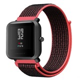 Strap-it® Xiaomi Amazfit Bip nylon band (zwart/koraal)