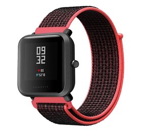 Strap-it® Xiaomi Amazfit Bip nylon band (zwart/koraal)
